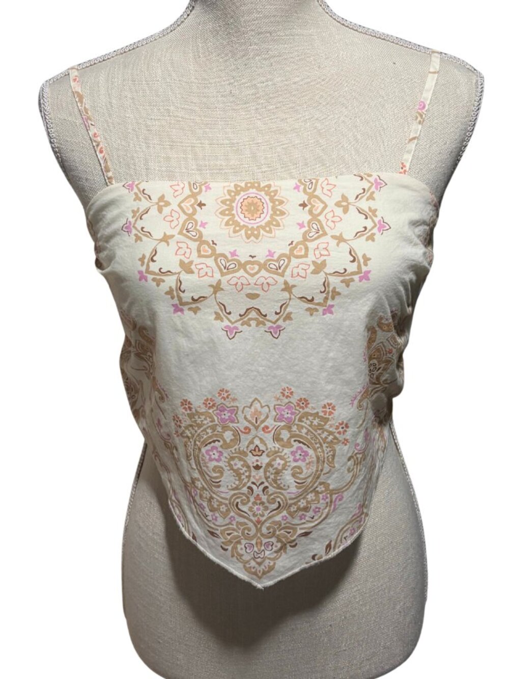 American Eagle XS Handkerchief Crop Top Paisley Tie Back Boho Y2K Scarf Cami